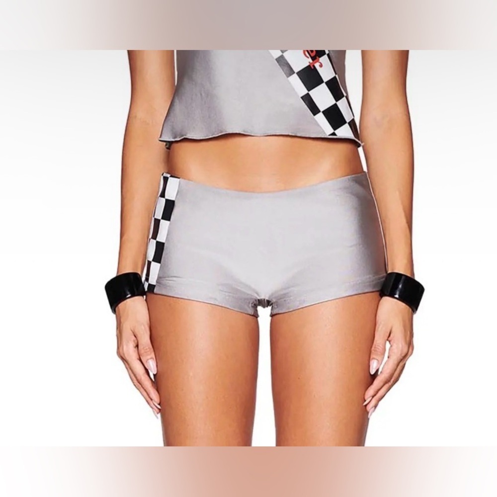 I.AM.GIA. Larnie Racing Checkered Grey Shorts Size: Medium